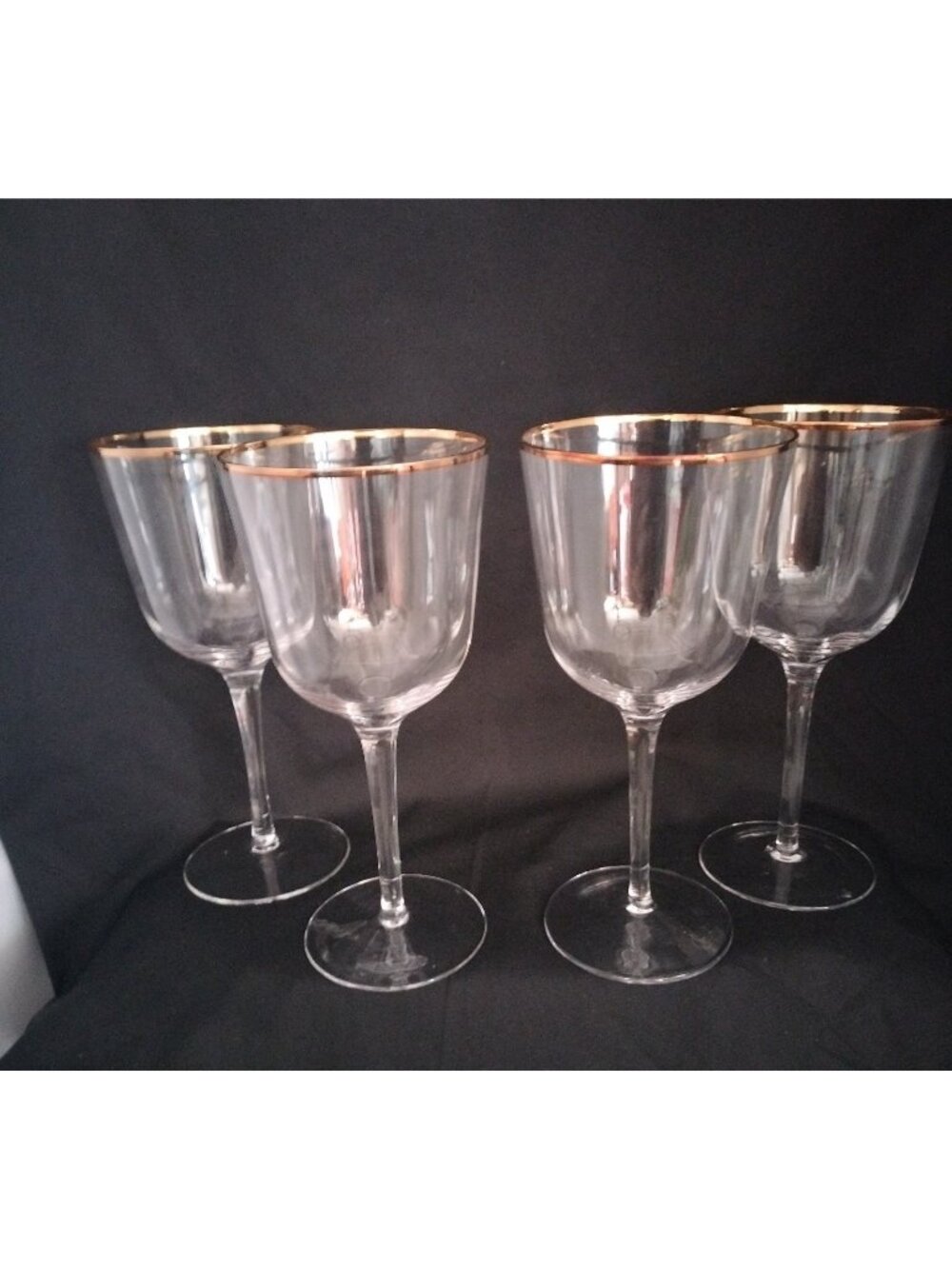 Noritake Troy Gold Rim Crystal Wine Glass 8"1/4x3"5 Set of 4 Brand New